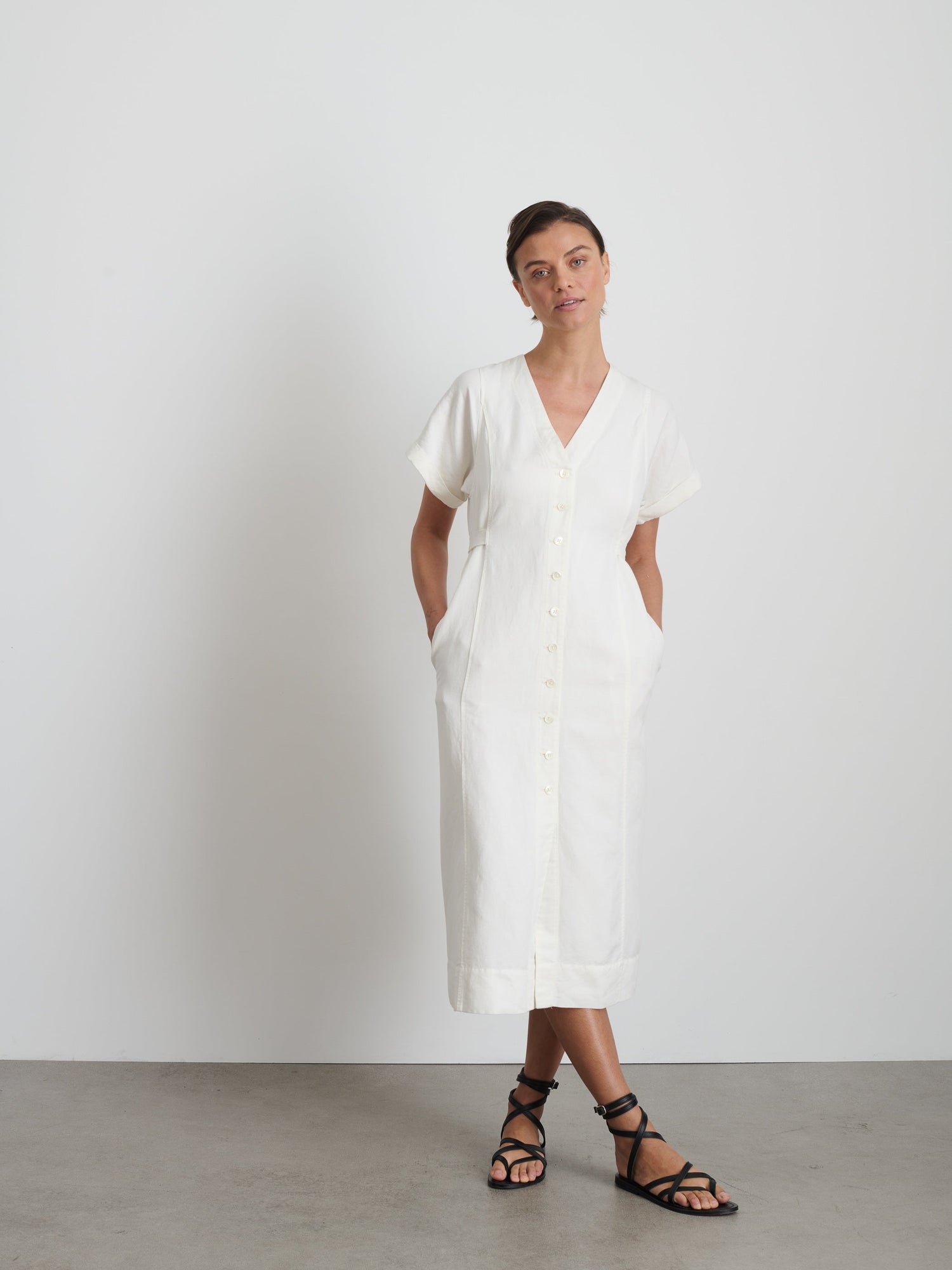 Women | Collette Dress | Twill Ecru