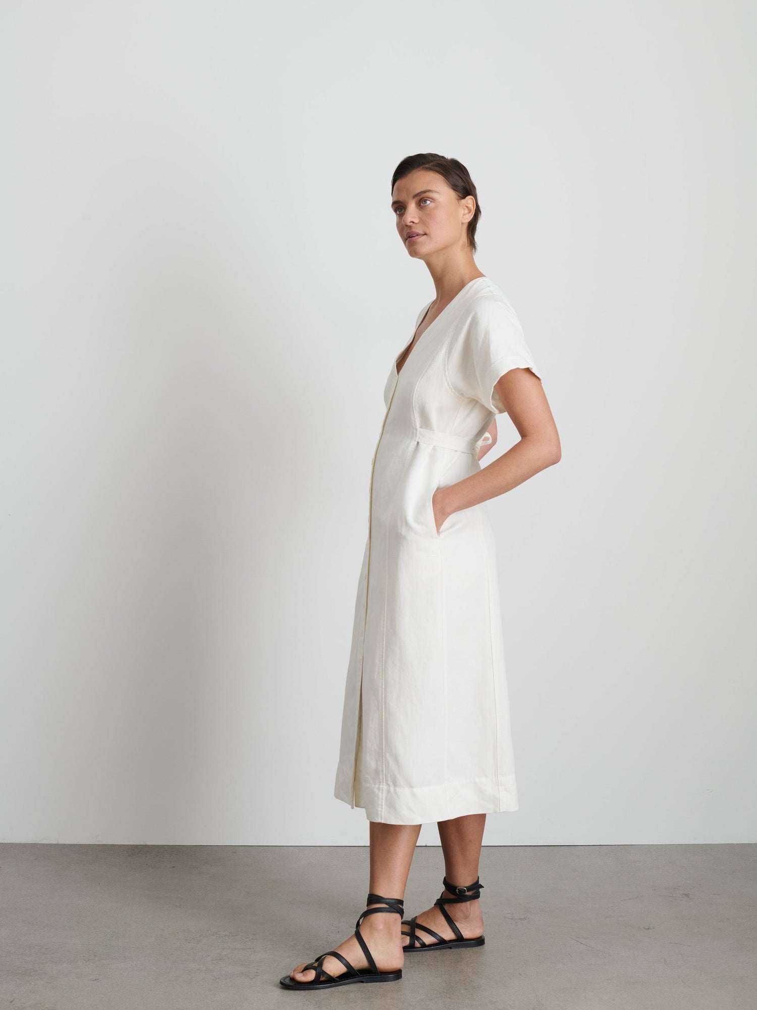 Women | Collette Dress | Twill Ecru