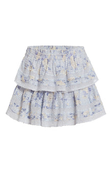 Womens | Ruffle Mini Signature Fragrance Print Skirt | Whisper Blue