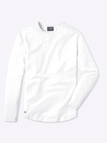 AO Universal Long Sleeve Curve-Hem Tee | White Classic-fit PYCA Pro