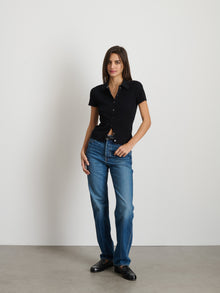 Women | Suzanne Ribbed Polo | Black