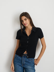 Women | Suzanne Ribbed Polo | Black