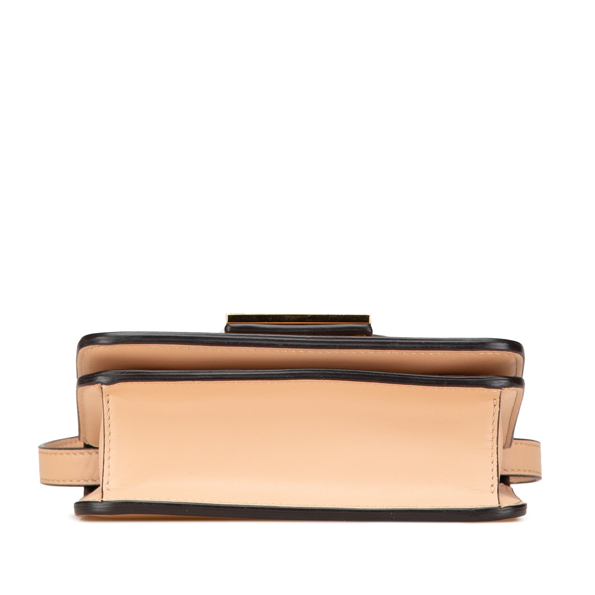 Fendi | Pre-Owned Leather Crystal Fab Crossbody | Brown/Beige