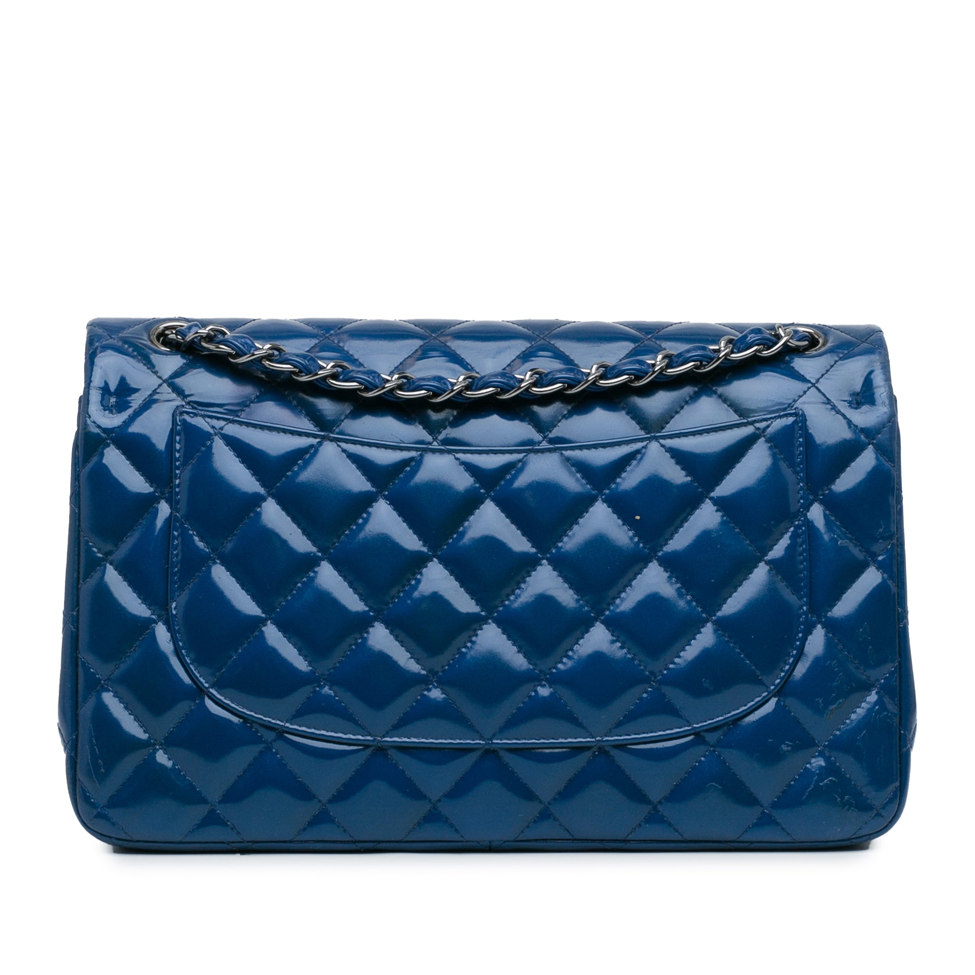 Chanel | Pre-Owned Jumbo Classic Patent Double Flap | Blue