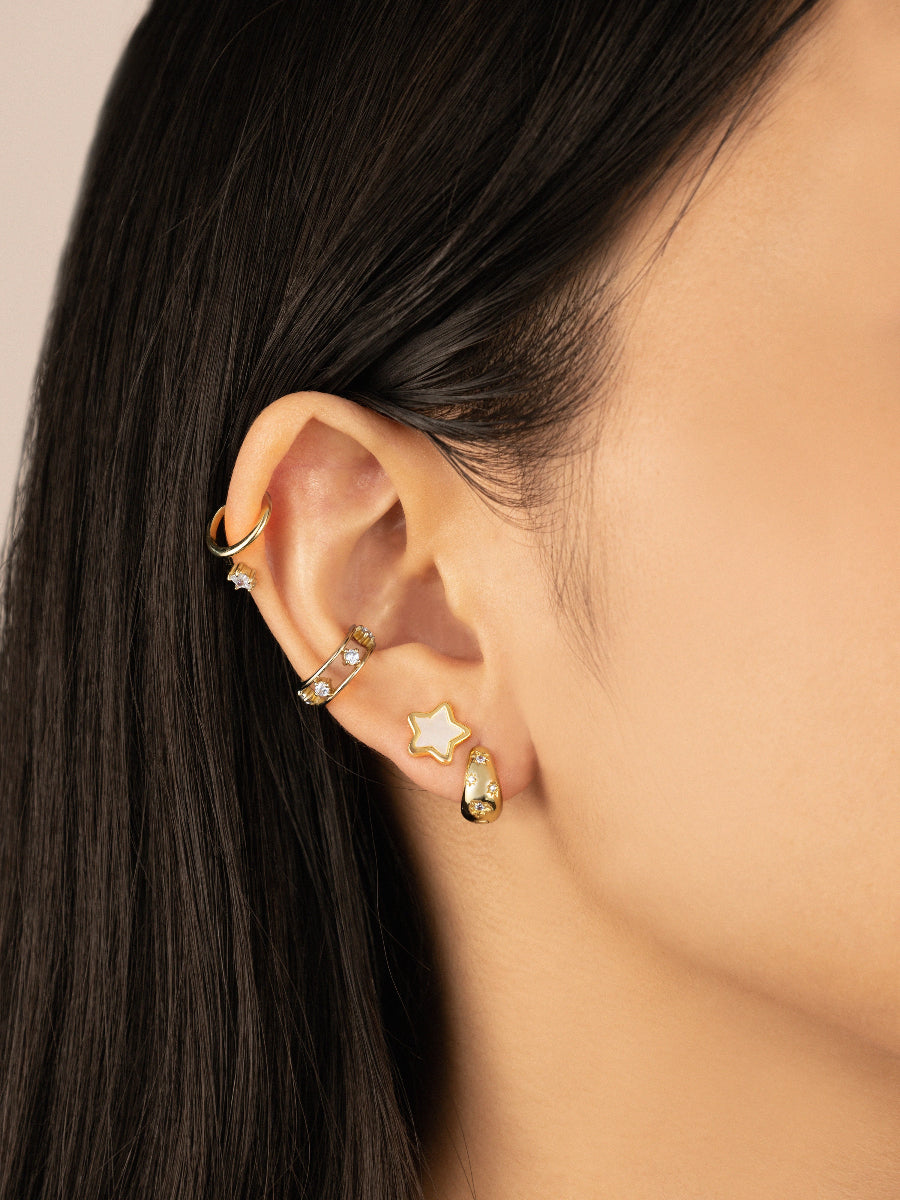 Star Stud Earrings | Mother of Pearl | 14K Gold Plated Brass