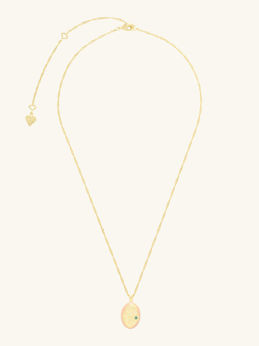 Mermaid Aventurine Necklace | 5A Grade Cubic Zirconia/Aventurine | 14K Gold Plated Brass