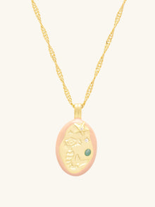Mermaid Aventurine Necklace | 5A Grade Cubic Zirconia/Aventurine | 14K Gold Plated Brass