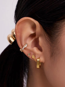 Tennis Your Way Flat Back Earring | 5A Grade Cubic Zirconia | 14K Gold Plated Brass