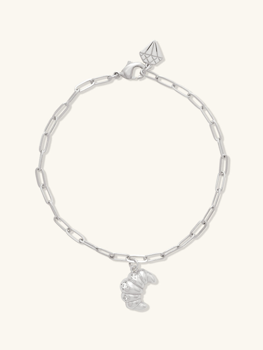 Croissant Bracelet | 5A Grade Cubic Zirconia | Silver Rhodium Plated Brass