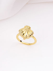 Sundaze Shell Locket Ring | 5A Grade Cubic Zirconia | 14K Gold Plated Brass