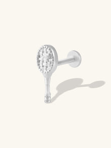Tennis Your Way Flat Back Earring | 5A Grade Cubic Zirconia | Silver Rhodium Plated Brass
