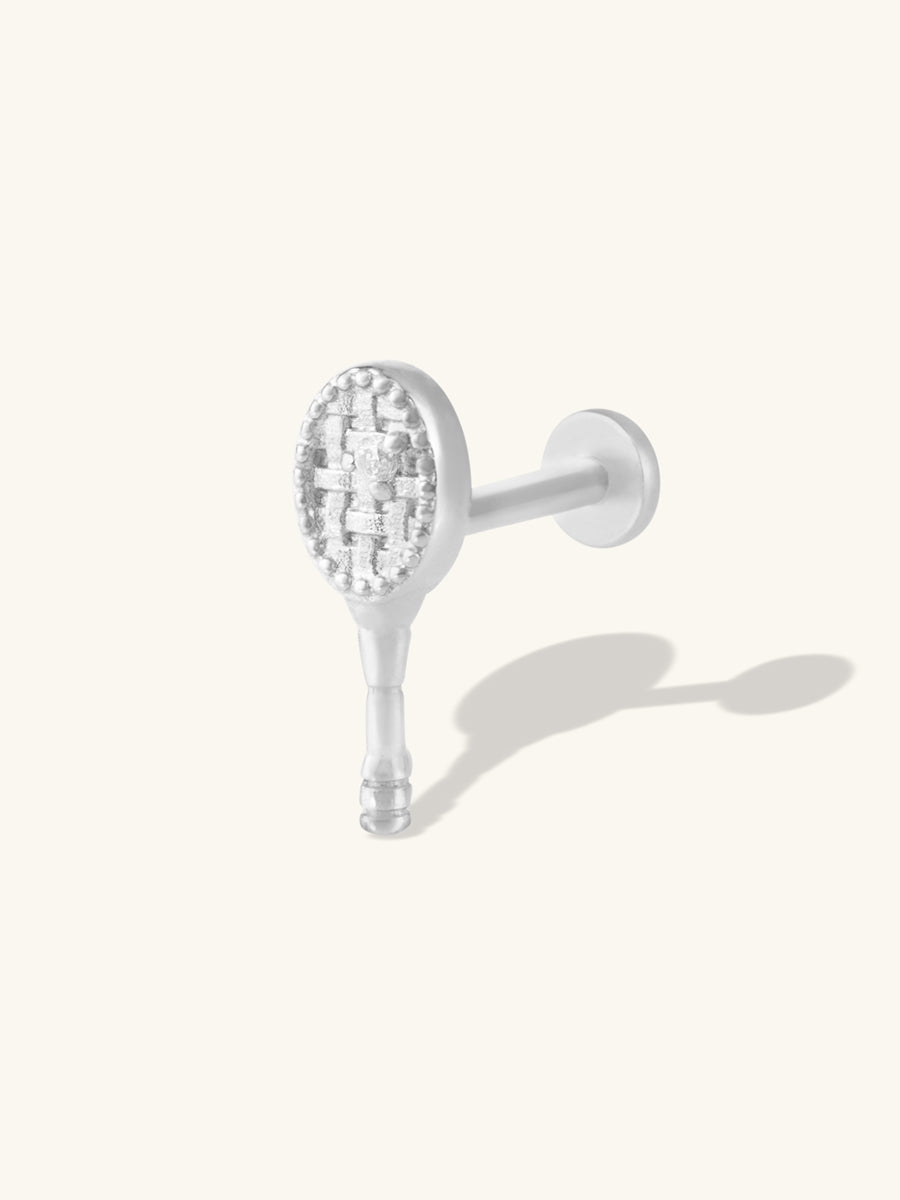 Tennis Your Way Flat Back Earring | 5A Grade Cubic Zirconia | Silver Rhodium Plated Brass
