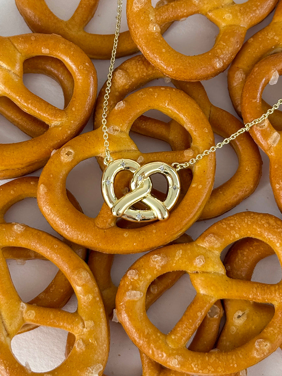 Pretzel Necklace | 5A Grade Cubic Zirconia | Silver Rhodium Plated Brass