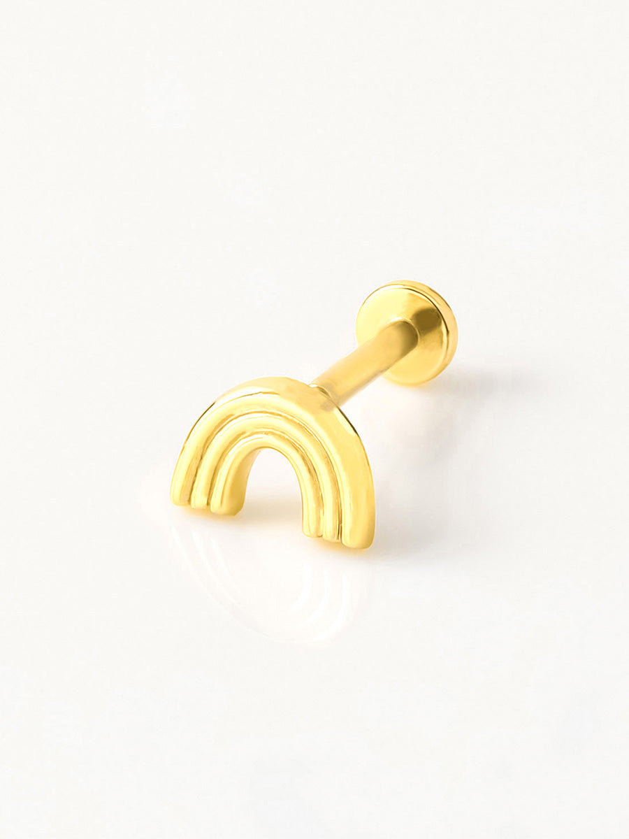 Rainbow Flat Back Earring | 14K Gold Plated Brass