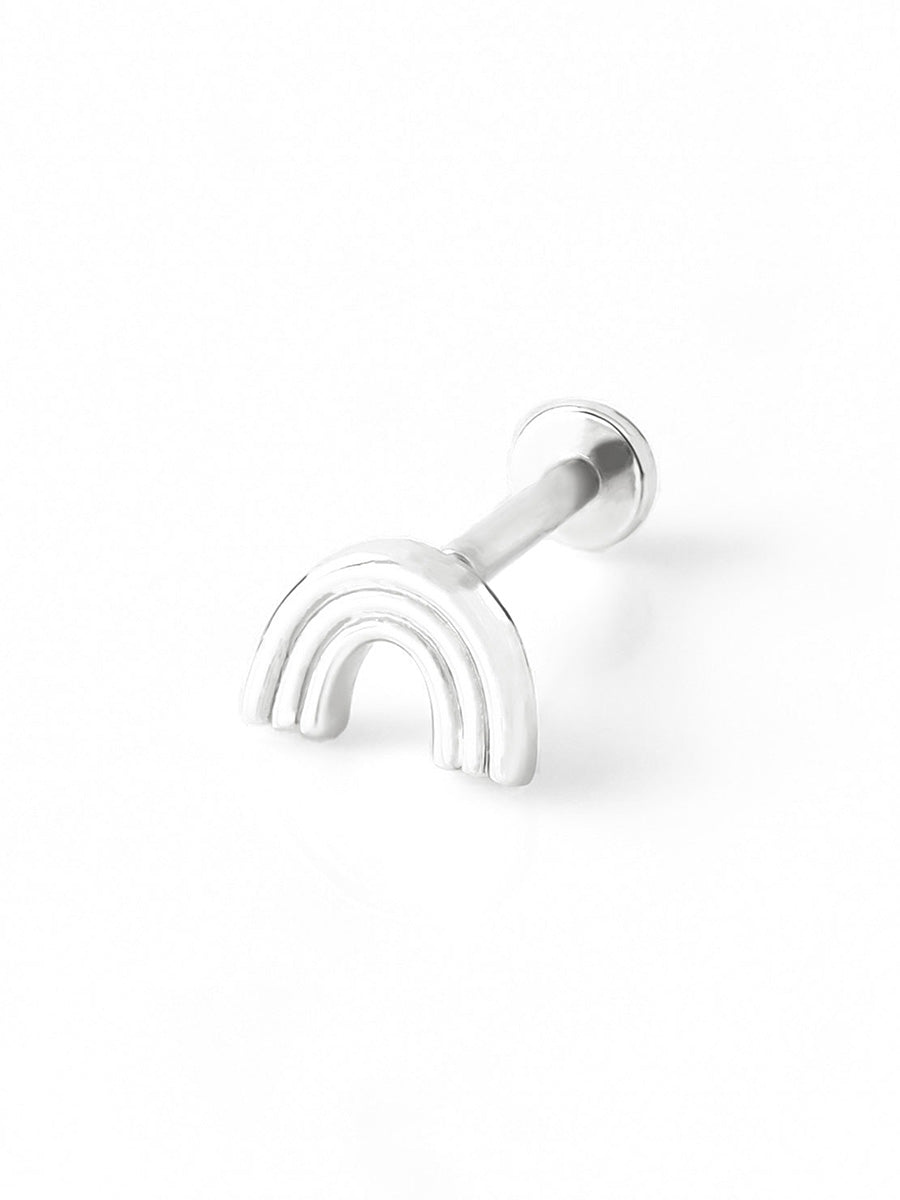 Rainbow Flat Back Earring | Silver Rhodium Plated Brass