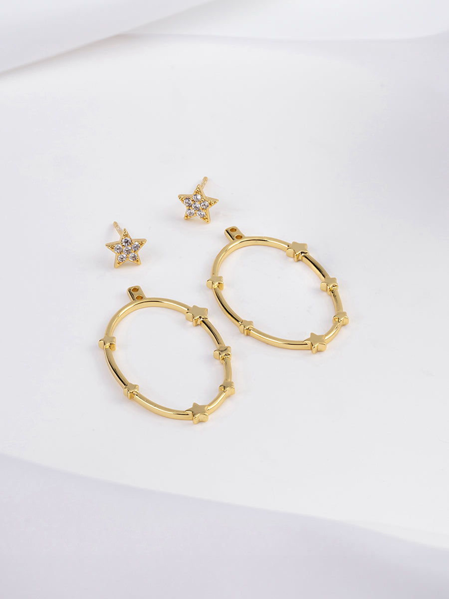 Astral Hoop Earrings | 5A Grade Cubic Zirconia | 14K Gold Plated Brass
