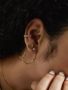 Astral Hoop Earrings | 5A Grade Cubic Zirconia | 14K Gold Plated Brass