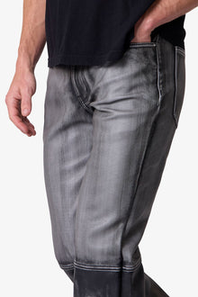 Washed Leather Flare Pants | Black