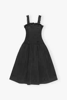 Washed Stretch Cotton Corset Dress | Black