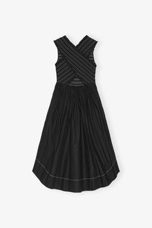Washed Stretch Cotton Smock Midi Dress | Black