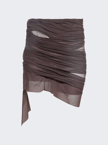 Women | Di Petsa | Wetlook Mini Skirt | Brown