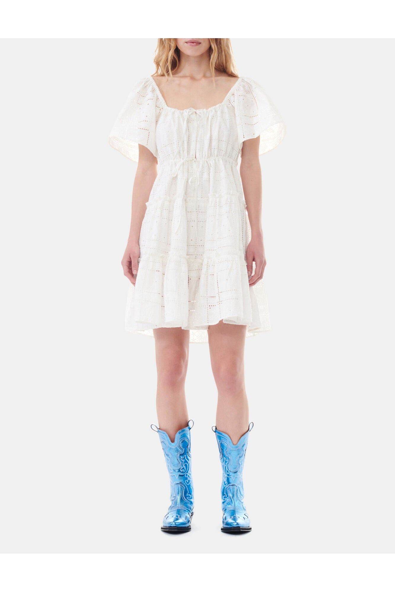 White Broderie Anglaise Layer Dress | Egret