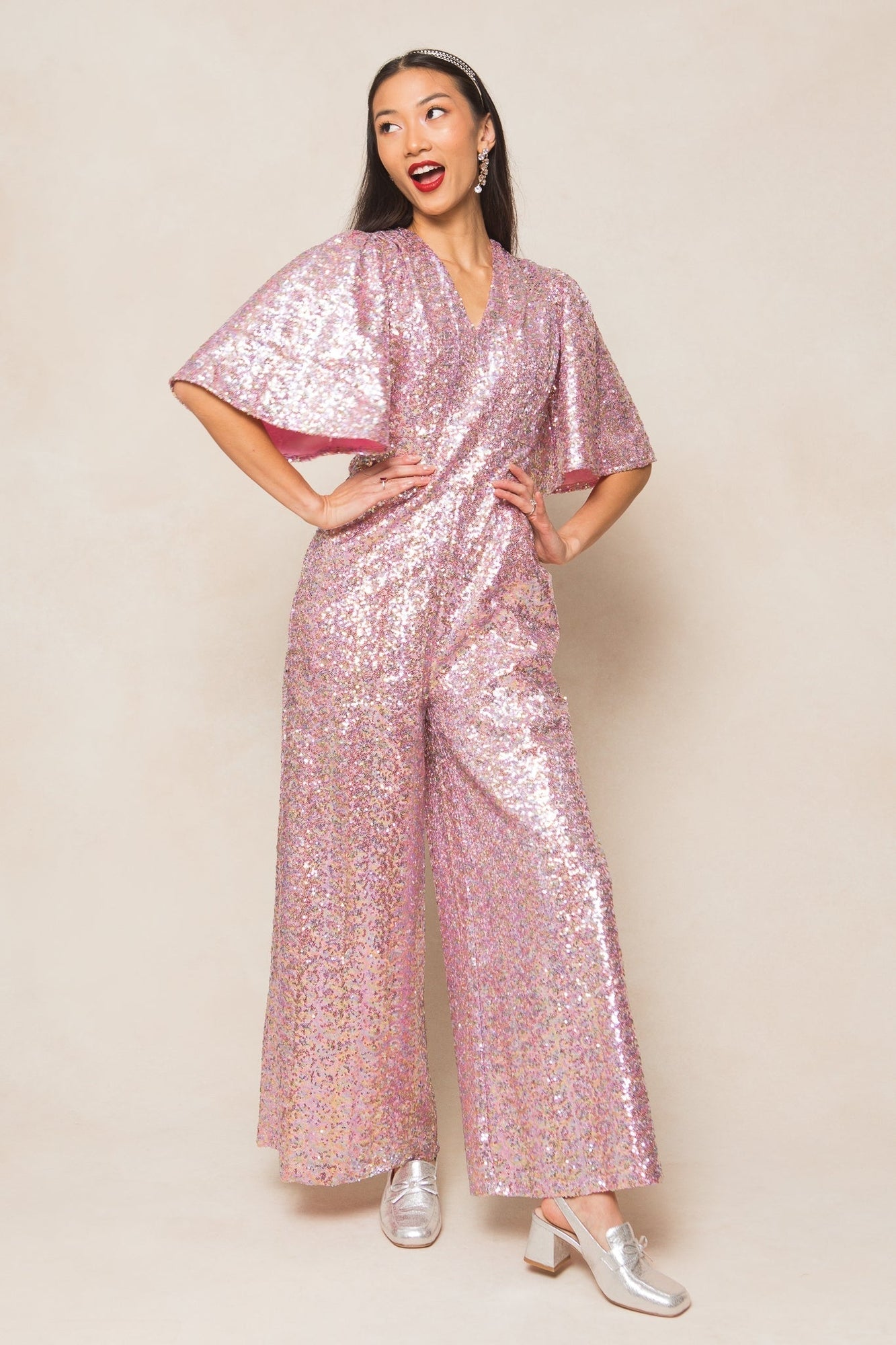 Women | Bejeweled Jumpsuit | Pink x Multi