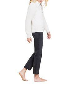 Women | Cozychic Button Pullover | He Stone-Cream