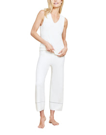Women | Cozychic Lite Contrast Stitch Cropped Pant | Pearl-Carbon