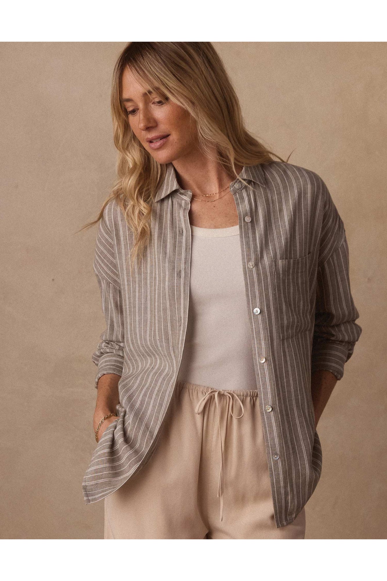 Women | Freshwater Overshirt | Moss Stripe