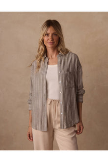Women | Freshwater Overshirt | Moss Stripe