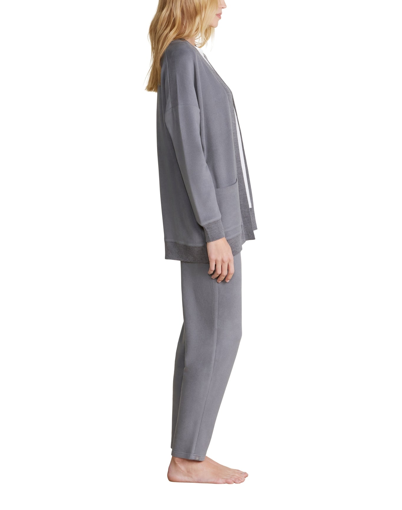 Women | MC Brushed Fleece Sweater Mix Cardigan | Coal