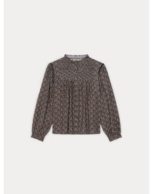 Women | Madison Shirt Petrole Flowers | Brown