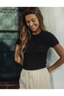 Women | Marie Novelty Stitch Tee | Black