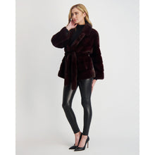 Women | Mink Jacket With Belt | Burgundy