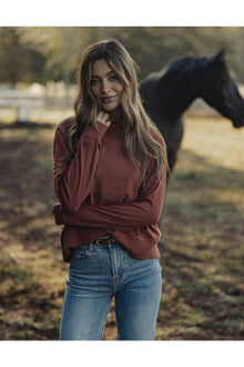 Women | Puremeso Funnel Neck Pullover | Terracotta