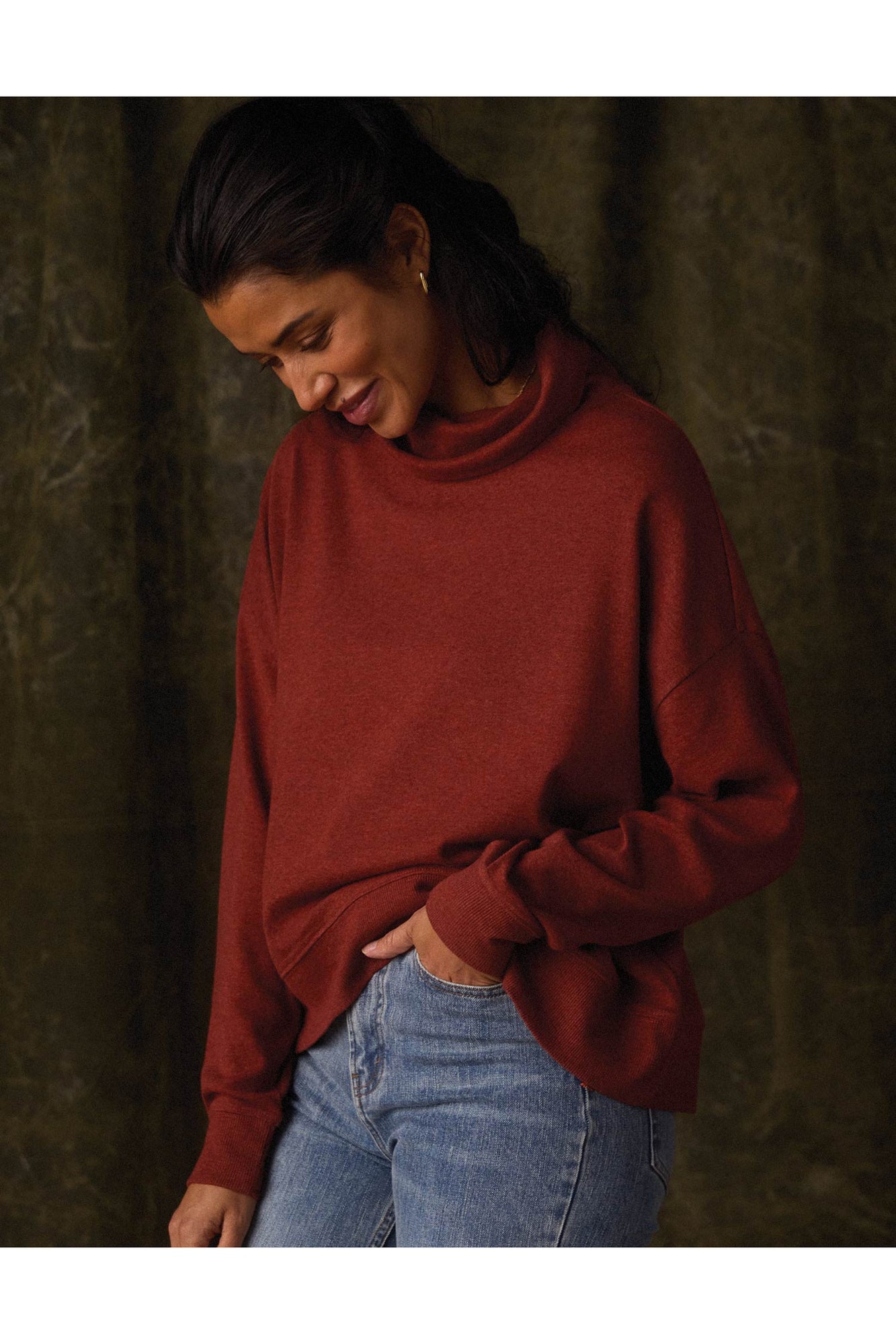 Women | Puremeso Funnel Neck Pullover | Terracotta