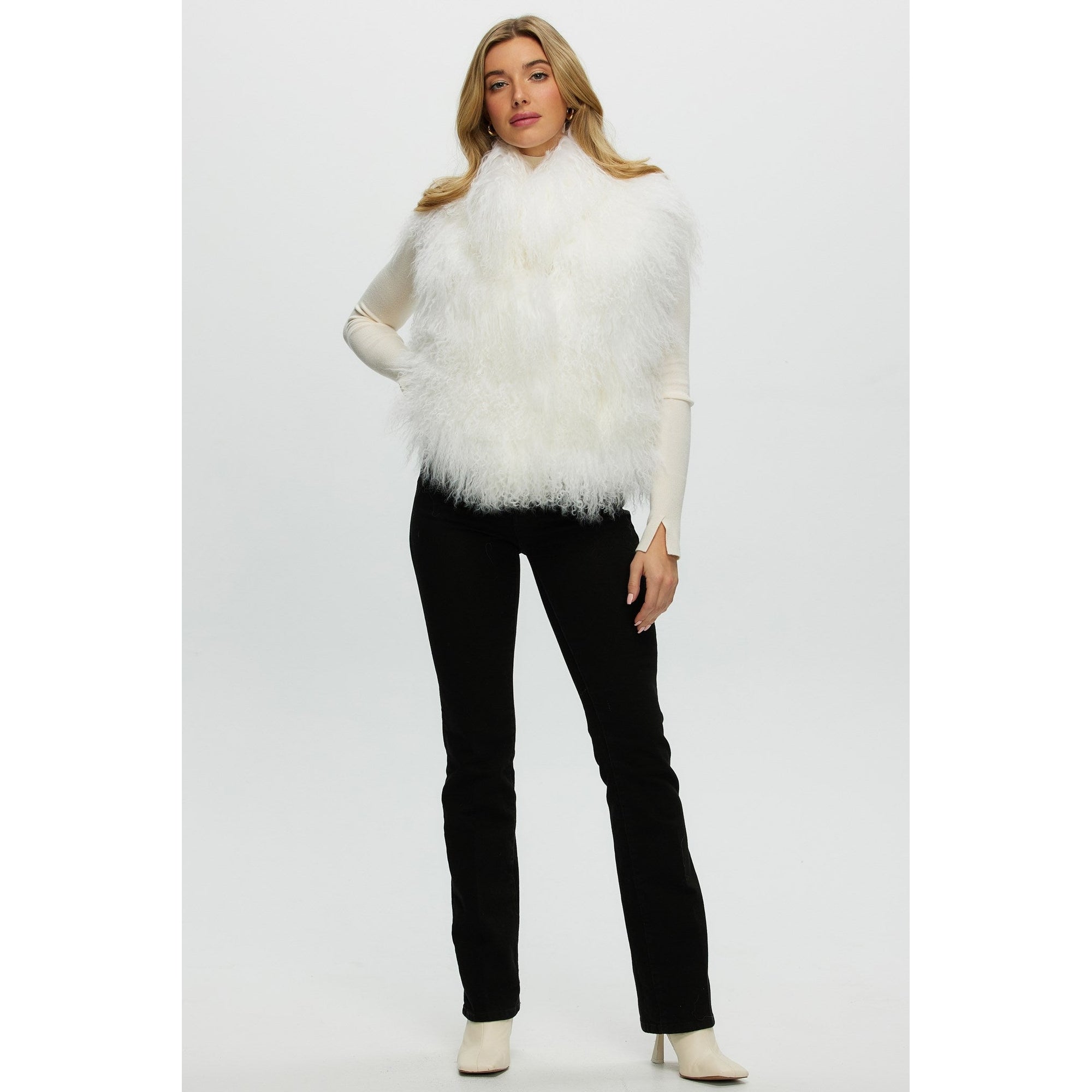 Women | Select Mongolian Lamb Vest | White