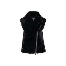 Women | Shearling Lamb Zip Vest | Black