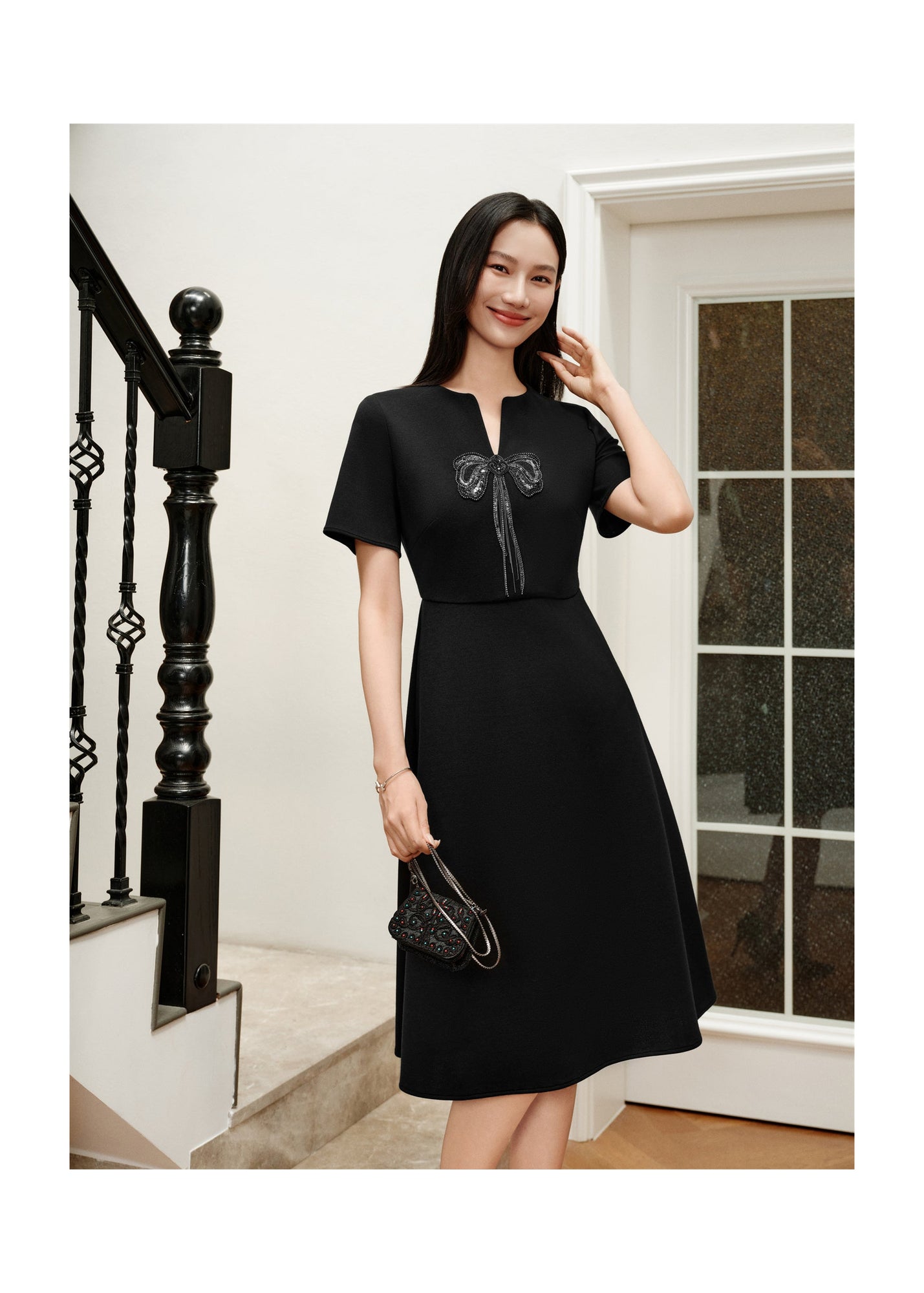 Wool Slim-Fit Dress | Black