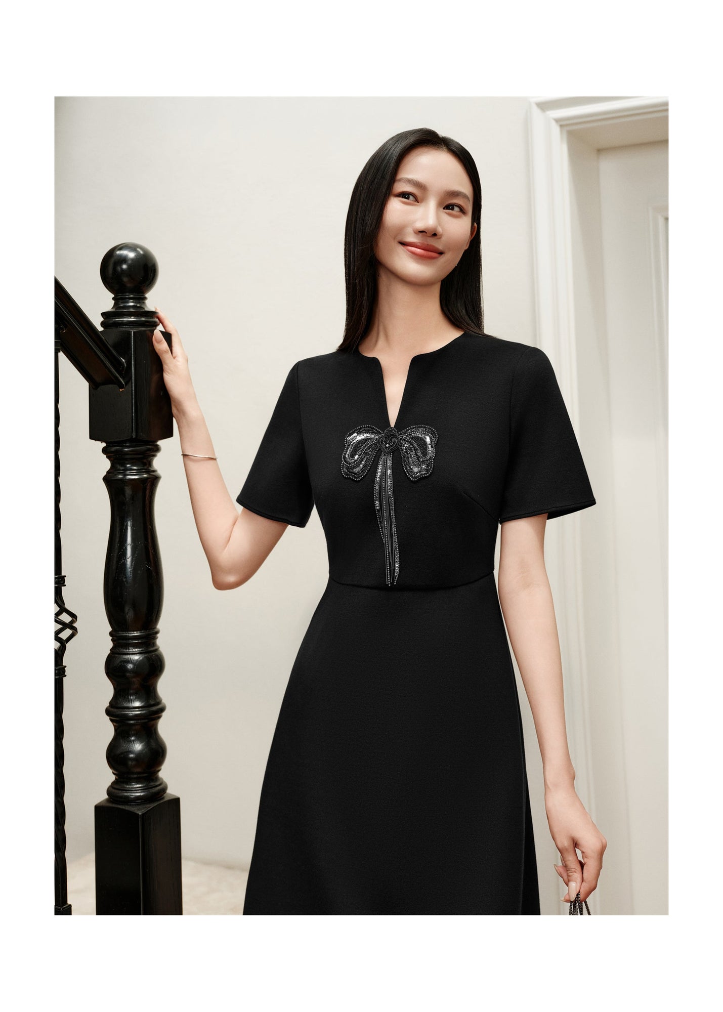 Wool Slim-Fit Dress | Black