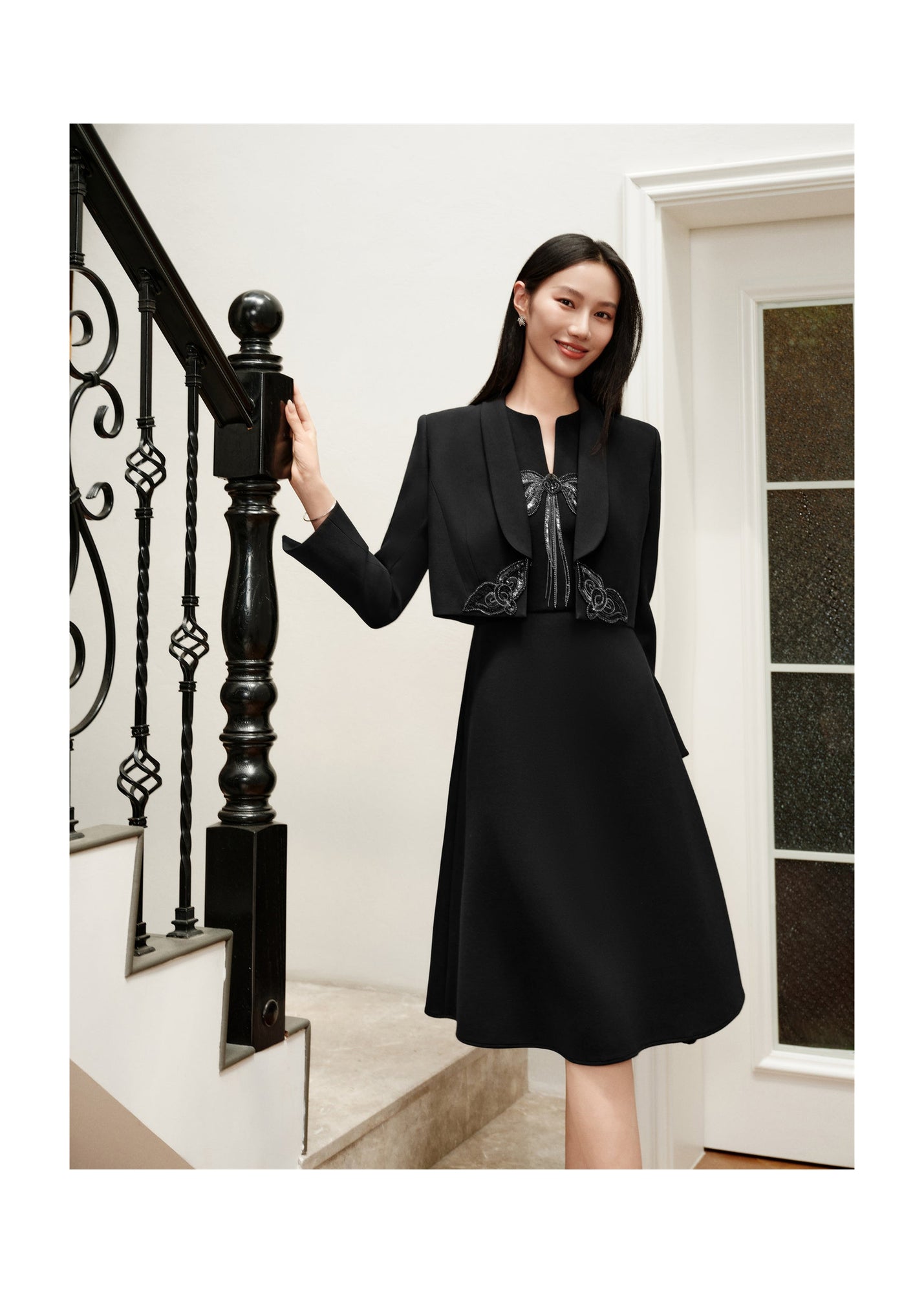 Wool Slim-Fit Dress | Black