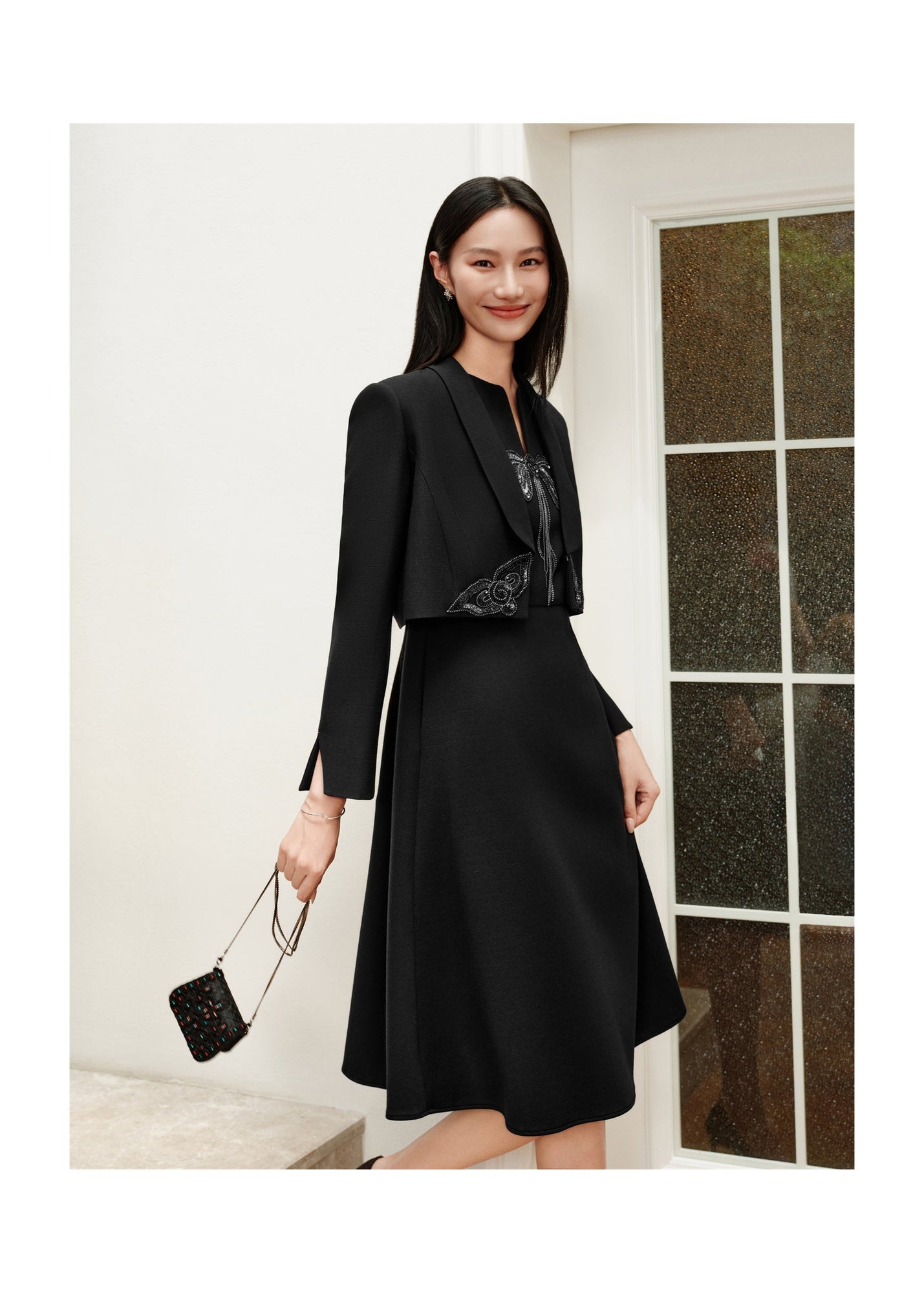 Wool Slim-Fit Dress | Black