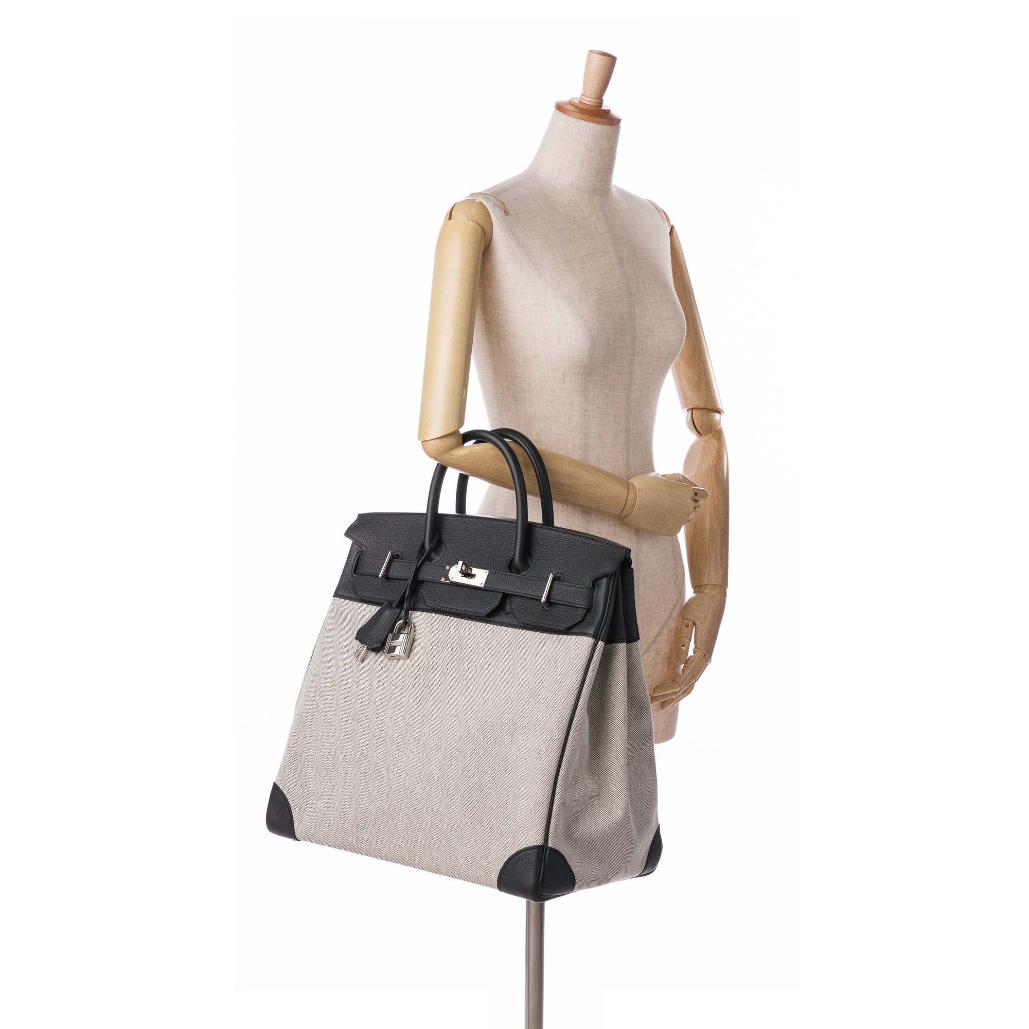 Hermes | Pre-Owned Toile Criss and Evercolor HAC Birkin 40 | Gray/Light GrayBlack