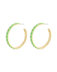 XL Pyramid Stud Hoops - Bright Green - Gold | Plated Gold