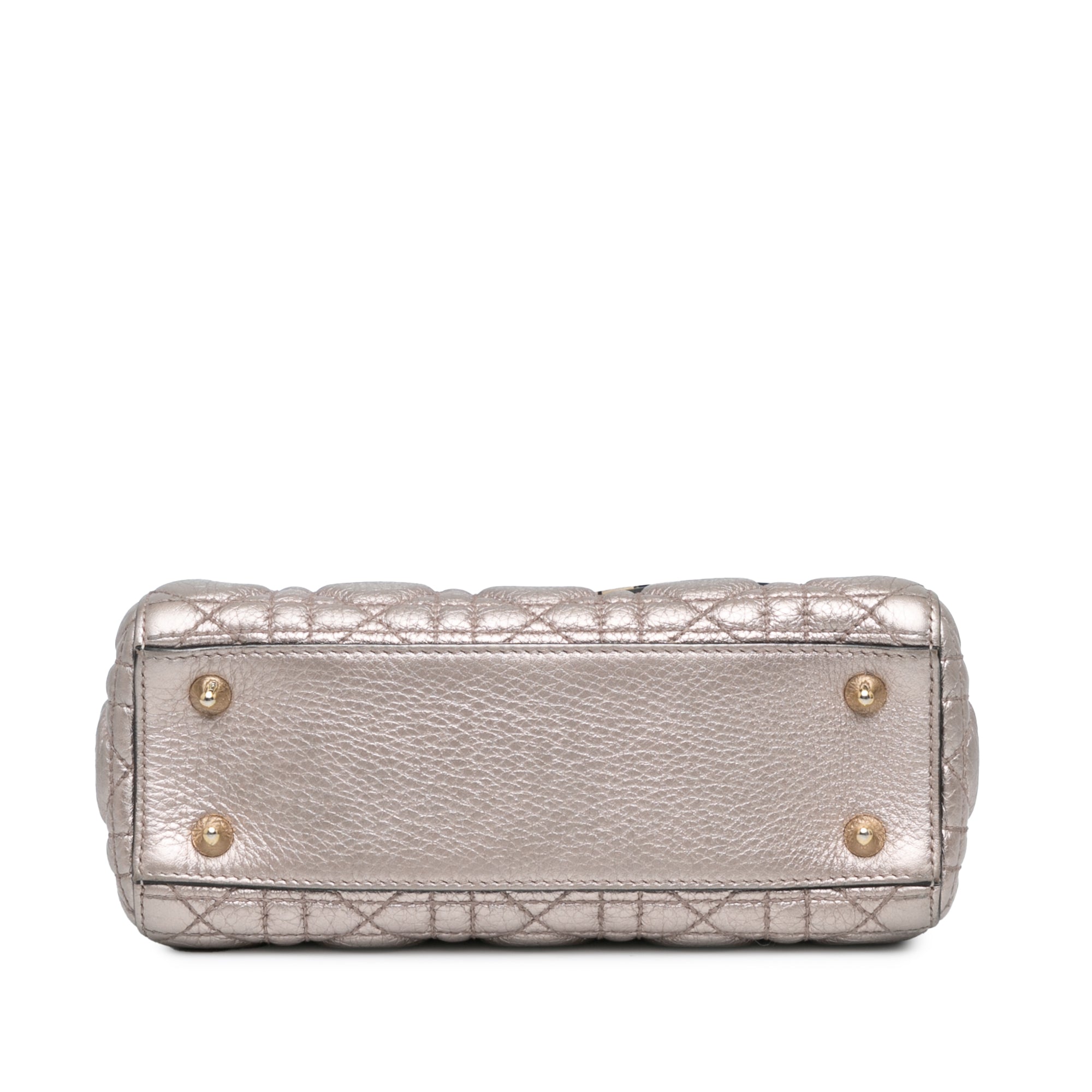 Dior | Pre-Owned Small Metallic Grained Calfskin Cannage Supple Lady | Silver