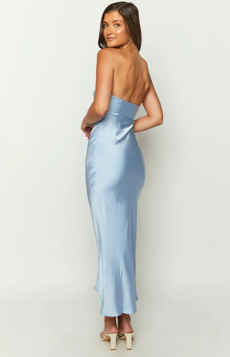 Xander Satin Maxi Dress | Blue