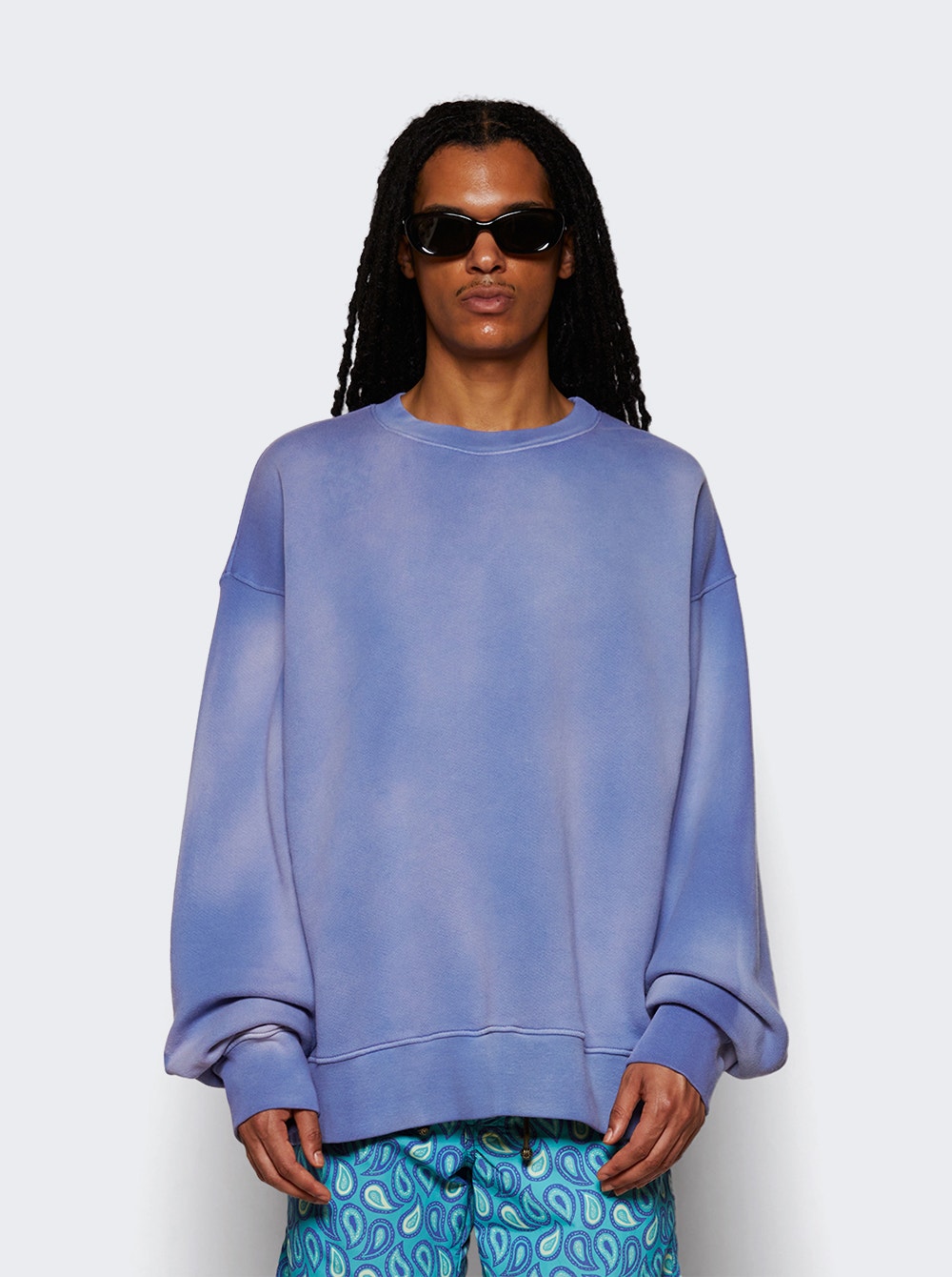 Men | NAHMIAS | Plain Crewneck Sweatshirt Sunfade Ocean | Blue