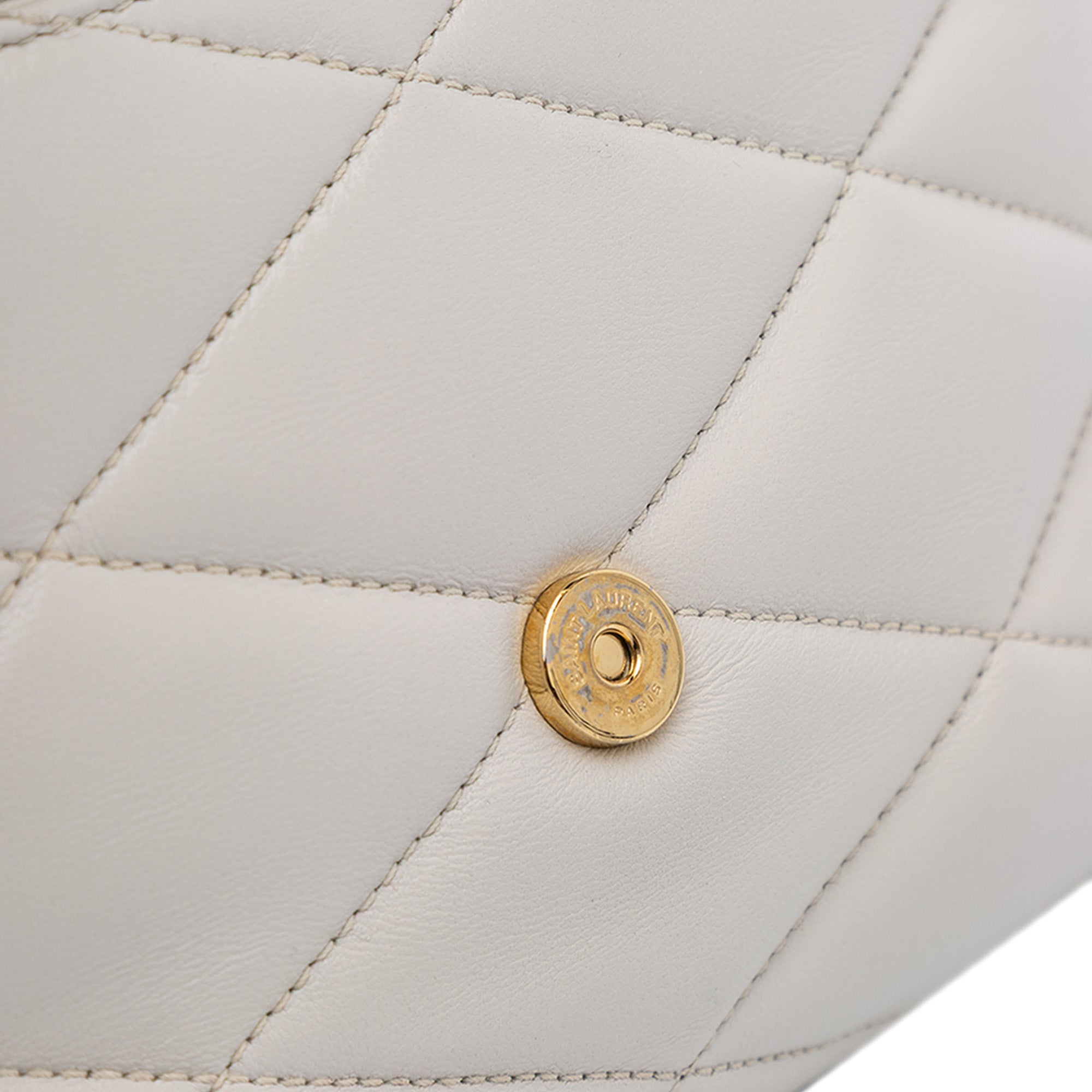 Saint Laurent | Pre-Owned Quilted Lambskin Le 57 Shoulder Bag | White