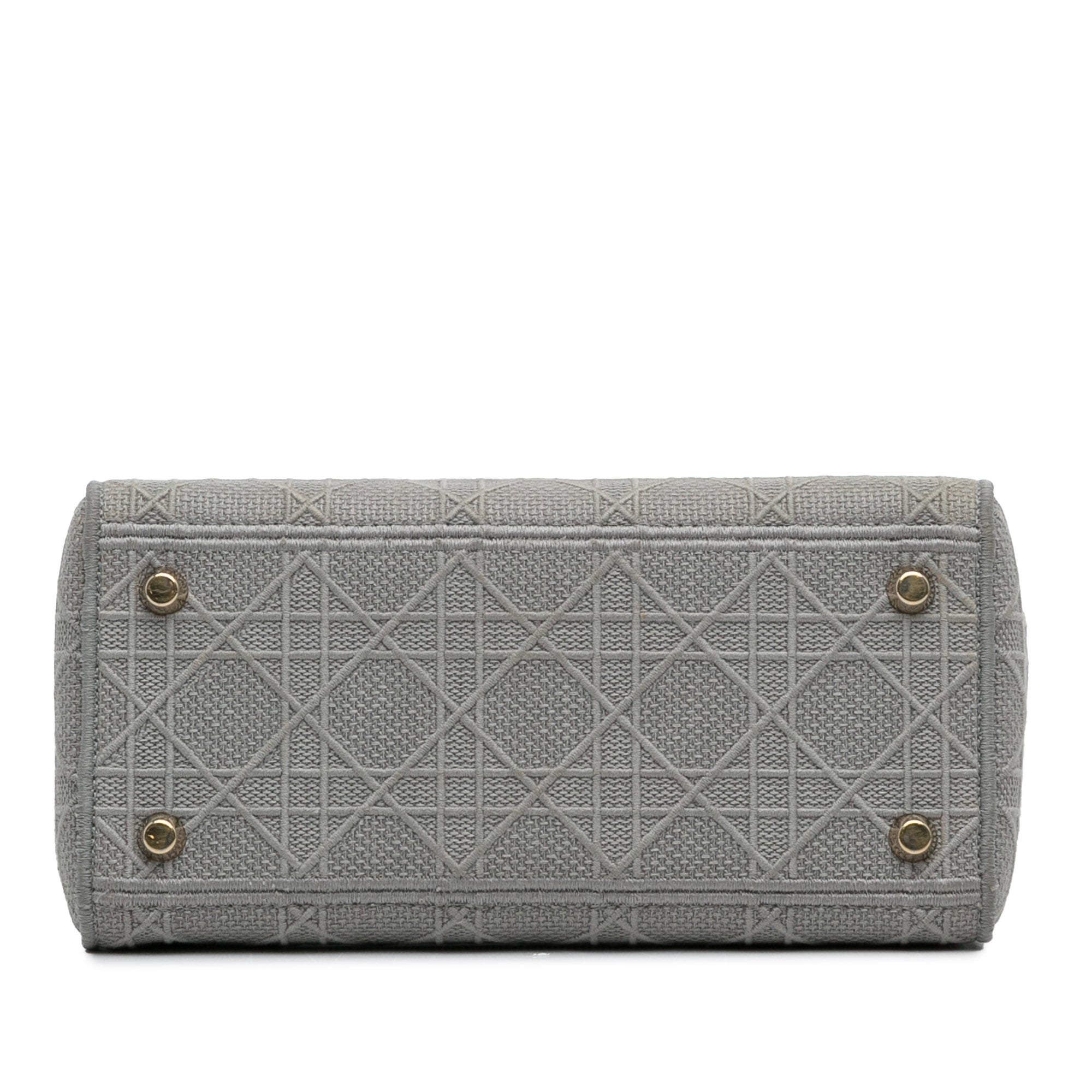 Dior | Pre-Owned Medium Canvas Cannage Lady D Lite - II | Gray/Light Gray